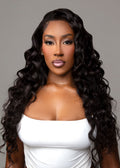 Lady wearing Wavy Peruvian Hair Extensions