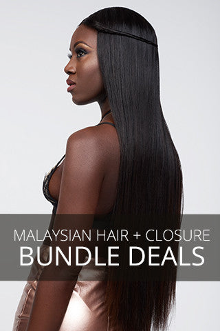 model posing with long, straight Malaysian hair extensions